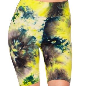NEW MIX TIE DYE BIKE SHORTS WOMEN COLOR YELLOW SIZE L/XL